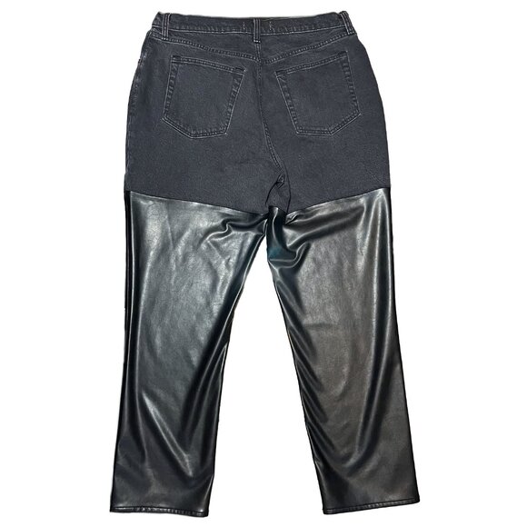 Abercrombie Women's Mixed Fabric Ultra High Rise 90s Straight Jean 14/33 Black - Picture 8 of 12